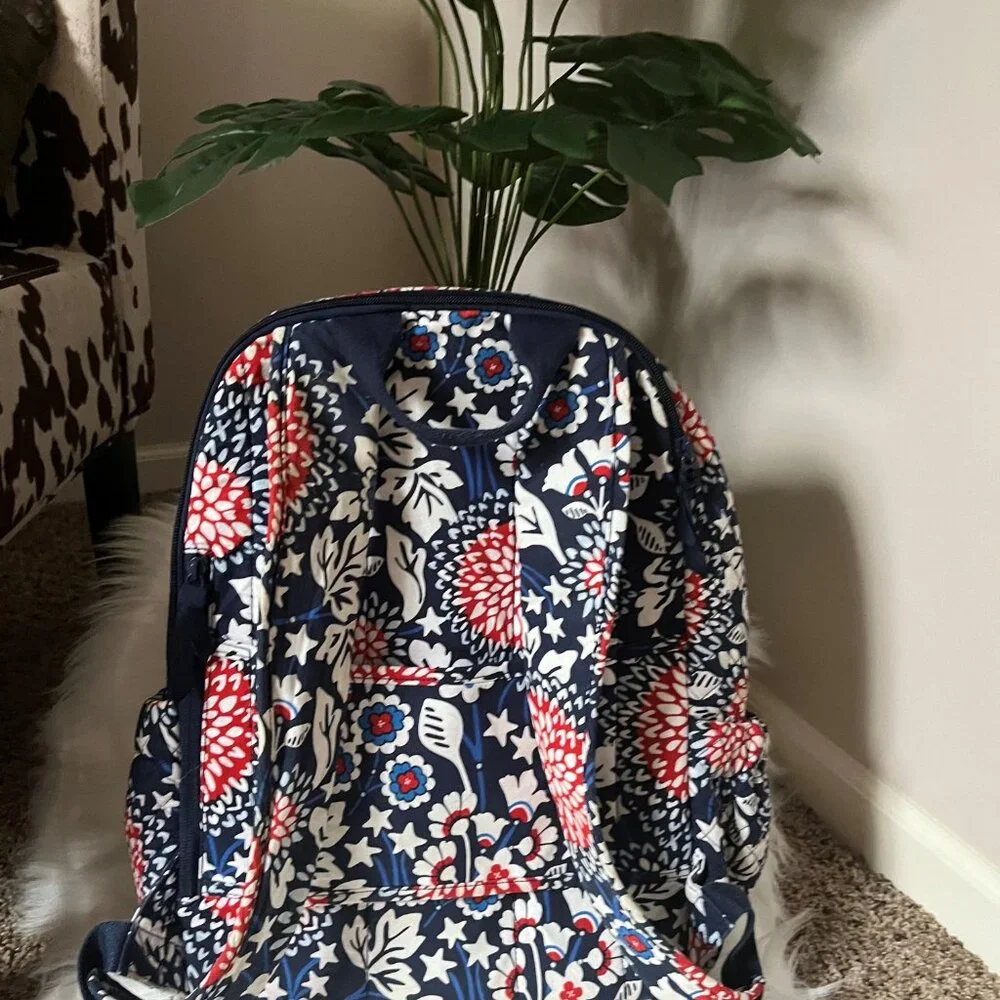Vera Bradley Red White Blossoms Backpack - Picture 2 of 2